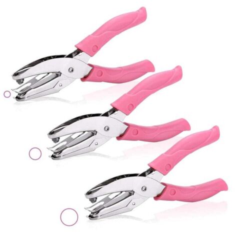 Poinçon De Poche Pince À Perforatrice À Un Trou Pour Perforateur De Papier En Métal Avec Poignée Douce Perforatrice(3pcs)