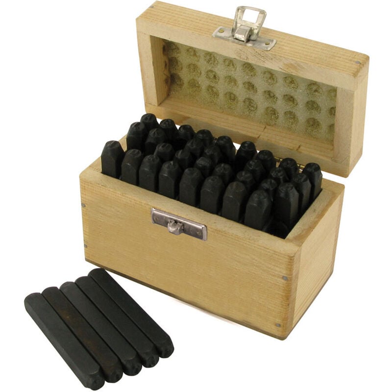 Silverline - Poincons, lettres et chiffres a frapper 5 mm, jeu de 36 pieces