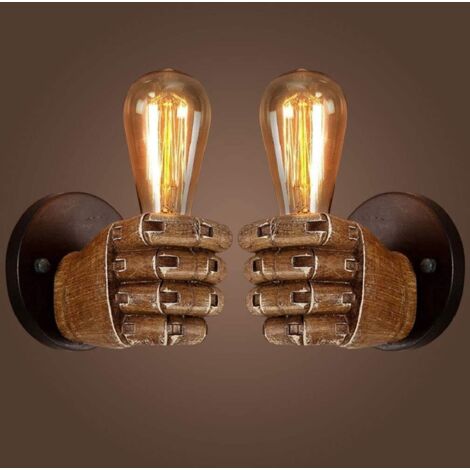 Poing Antike Wandleuchte, Vintage Industrielle Wandlampe E27 Edison-Birnensockel für Korridor Küche Schlafzimmer Restaurant Café Beleuchtet (Linke Hand + Rechte Hand)