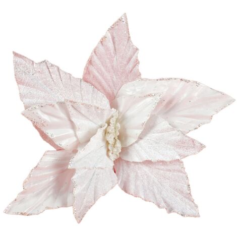 Poinsetta laminata colore bianco per decorazioni e composizioni h 32 cm