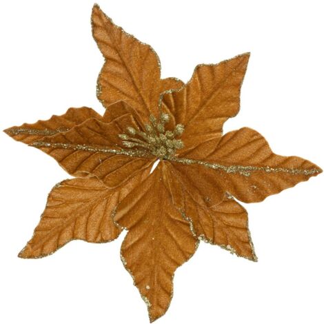 Poinsettia in velluto con clip in rame 20 cm - Atmosphera créateur d'intérieur