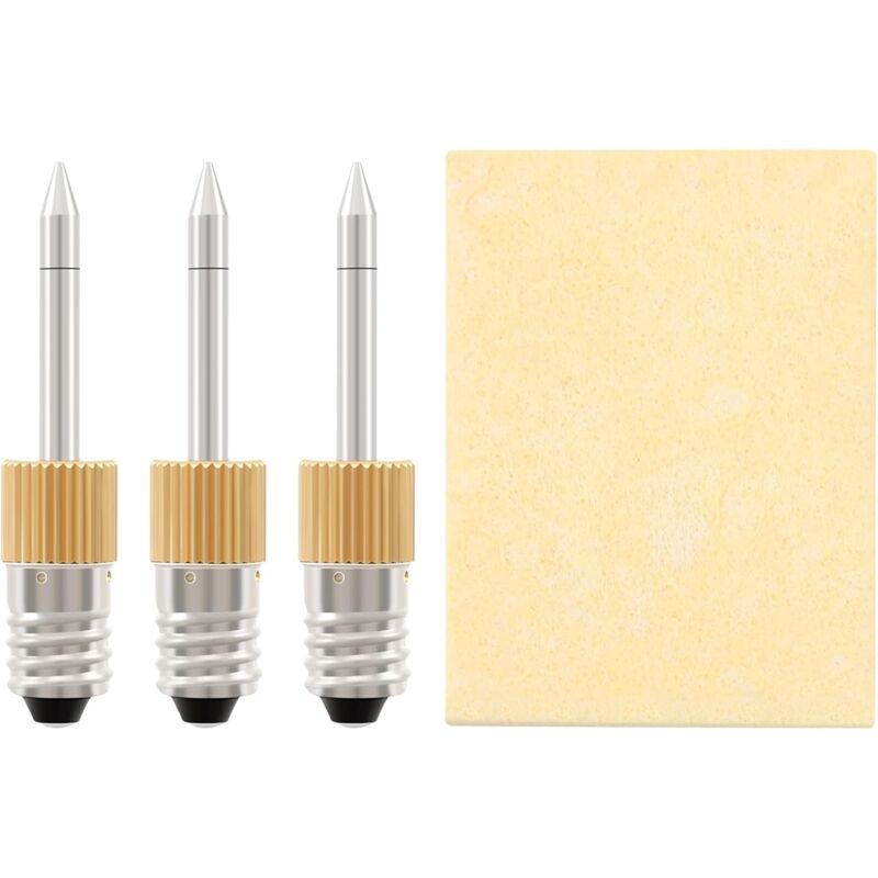 Pointe de fer à souder sans en laiton fer à souder USB,interface E10,fer à souder à batterie,pointe de fer à souder filetée,comprend : 3 pointes de