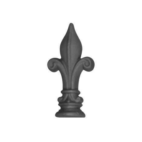 Pointe de lance fleur de lys - Hauteur 170mm largeur 85mm base ronde pleine Ø50mm - Fer forgé moulé - À souder - DECO FER FORGE