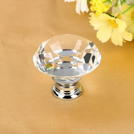 Pointe Diamant pour cabinet (8 pièces, 40mm, Crystal Glass Knobs) pour portes de cuisine et salle de bain