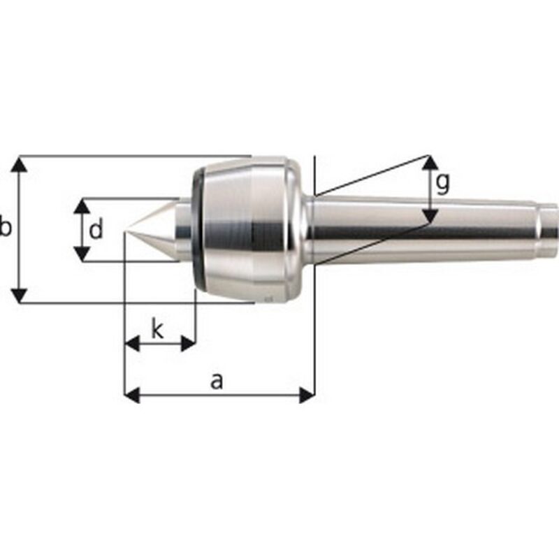 Forum - Pointe tournante, Taille : 108, mk 4, a 102,5 mm, b : 70 mm, d : 32 mm, g : 31,267 mm, k : 41,0 mm, Ecart de concentricité maximum : 0,005 mm