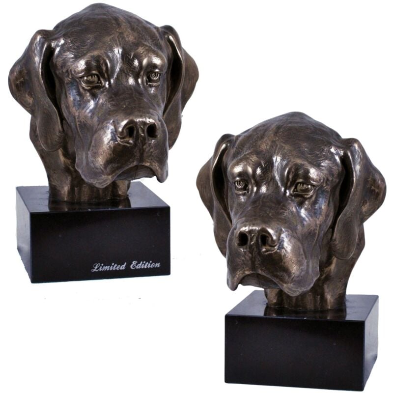 Pointer - statuette de chien, buste sur socle en pierre, sculpture, trophée pour exposition canine par Art-Dog