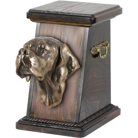 Pointer - un'urna per le ceneri del cane, un'urna elegante con una statuetta, un'urna commemorativa con un busto di cane di Art-Dog
