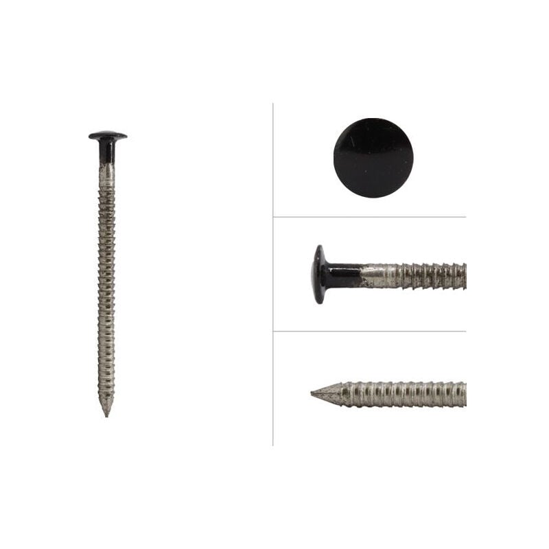 Pointes à tête bombée inox noir pour bardage avec pointe annelée A4 2.6 x 40 - Boîte de 500 grammes