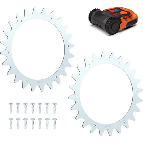 Pointes de Traction en Acier Inoxydable Ø 205mm Compatible avec Worx Landroid S/M, Robotic Lawnmower Spikes avec 14 Vis pour S300[WR130E] M500[WR141E] M700[WR142E], Amélioration de Traction