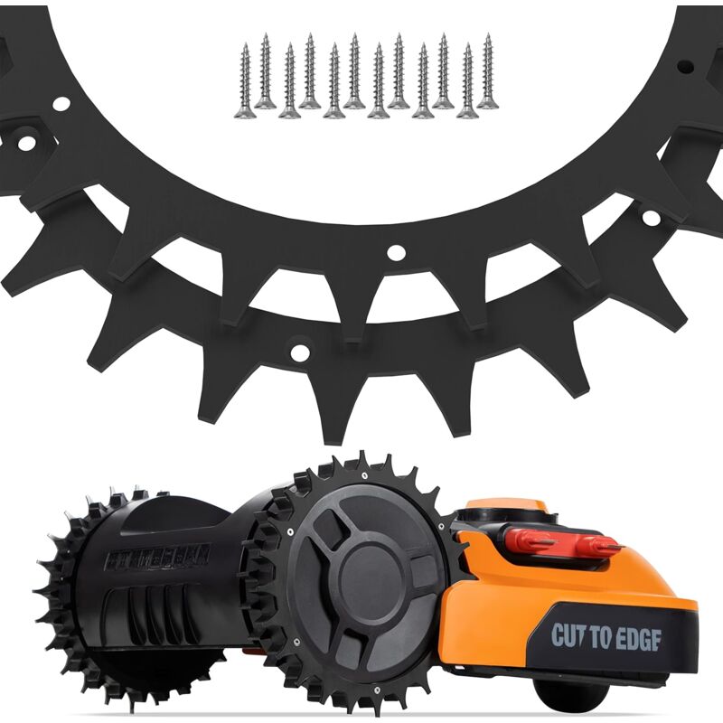 Pointes en plastique pour tondeuse à gazon Worx S & M, 205 mm avec 12 vis, amélioration de la traction pour tondeuse à gazon robotique