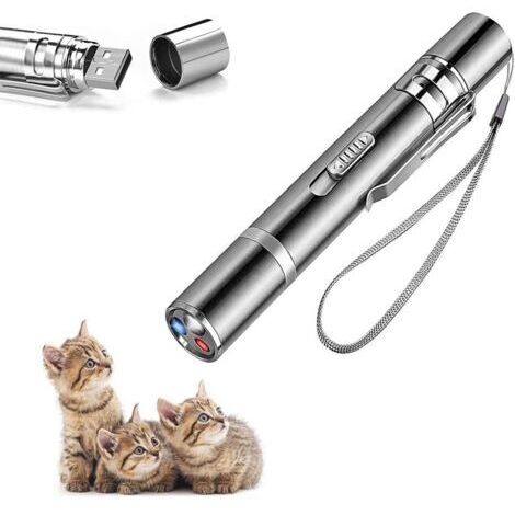 Pointeur chat jouet interactif 7 en 1 amusant chat multi-modèle jouer lampe de poche LED avec USB Rechargeable