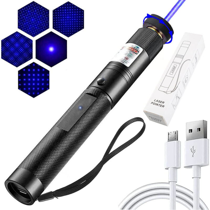 Pointeur Laser Bleu Rechargeable – Haute Puissance, Longue Portée, USB, Parfait pour Activités Extérieures et Présentations