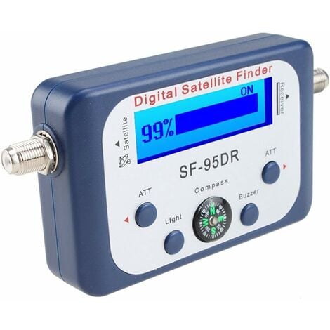Pointeur Satellite Numérique/Satfinder Parabole Détecteur Localisateur de Signal avec Boussole Buzzer Noir