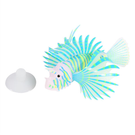 Poisson Lion Lumineux Bleu - Décoration Élégante pour Aquarium - Idéal pour les Amoureux de la Nature et des Animaux