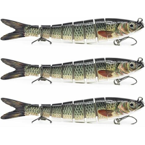 Poissons nageurs plongeants, Réaliste Coule Lentement pour Eau Douce et Eau Salée, Life-Like réalistes Swimbait pour Carpe Brochet Truite Perche,