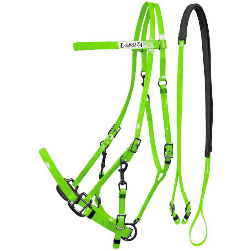 Taglia unica cob/full, Bleu Royal: Briglia-cave en biothane avec rênes caoutchoutées