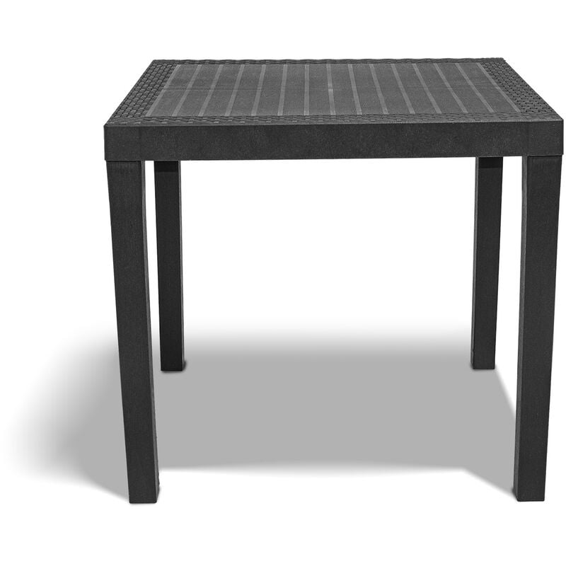 Frankystar - Poker - Table en polyrattan de 78x65 cm avec finition anthracite effet rotin tressé