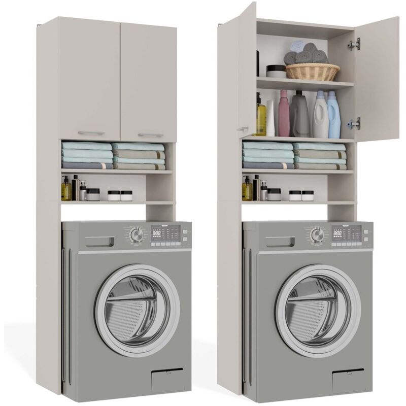 POLA - Armoire de Salle de Bain au-dessus du Lave-linge - Beige