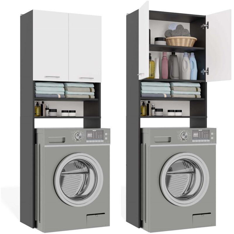 POLA - Meuble de salle de bain au-dessus du lave-linge - Anthracite / Blanc