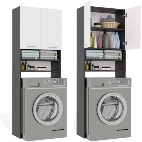 POLA - Meuble de salle de bain au-dessus du lave-linge - Anthracite / Blanc