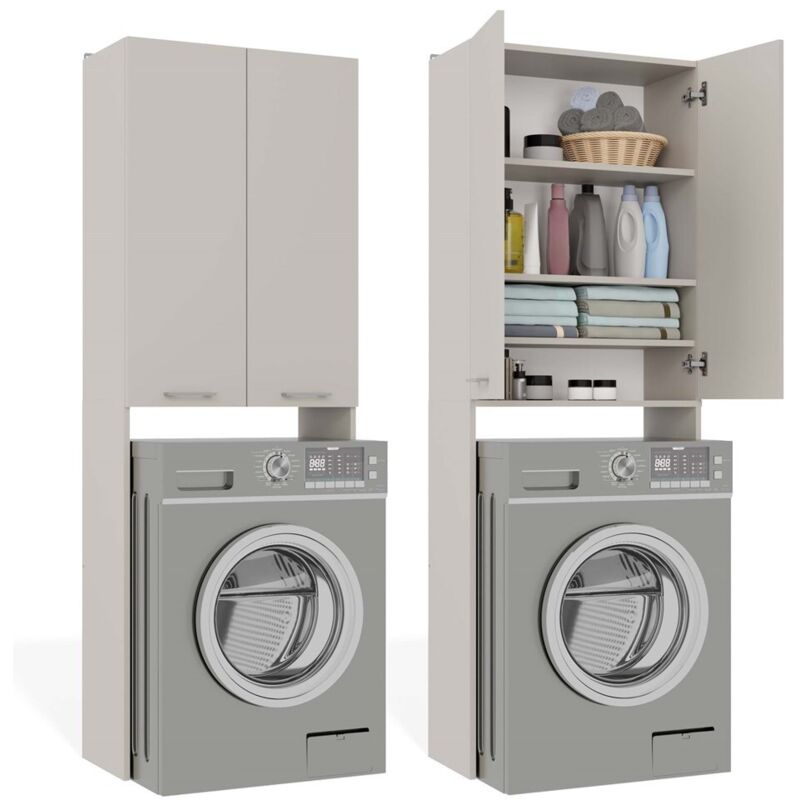 POLA - Meuble de Salle de Bain au-dessus du Lave-linge - Beige - 64 x 30 x 180 cm