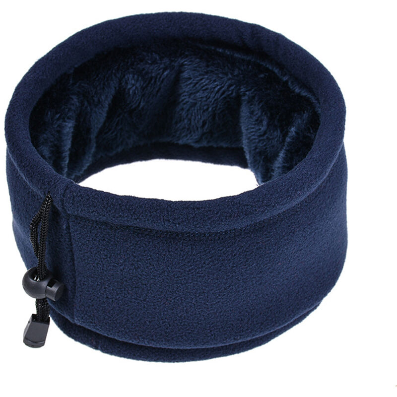 

Polaina de cuello de lana de doble capa con cordon Deporte de invierno Calentador de cuello Bufanda Gorro para ciclismo Pesca Patinaje Correr Camping