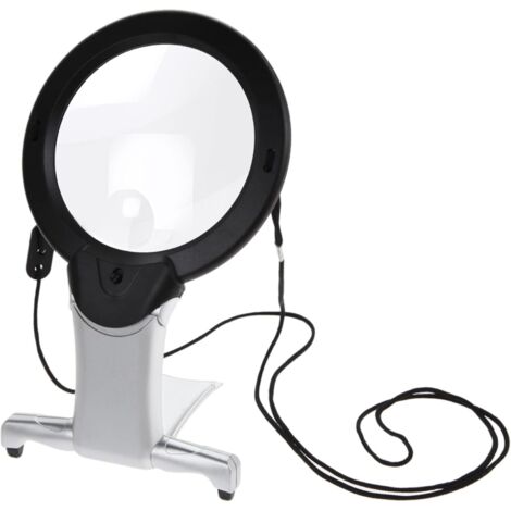 Polaina para el cuello: lupa de lectura iluminada con aumentos de 2x y 6x, luz LED manos libres para coser, reparaciones, manualidades y lectura.