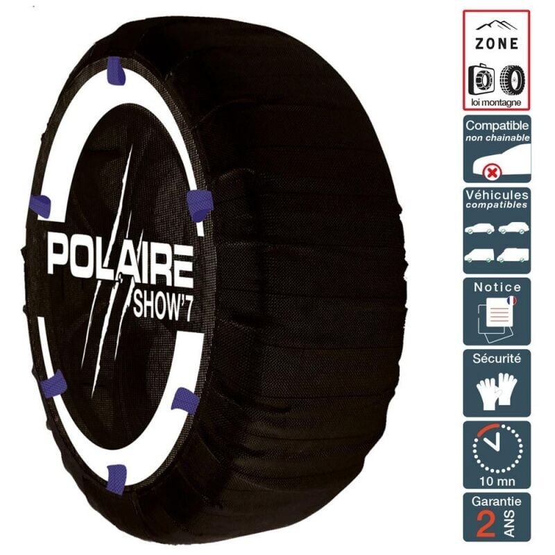 Chaussette neige ultra résistante montage facile pour pneu 145/80R12 Polaire 0S11-S7IA