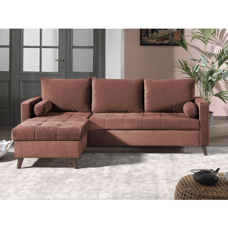 POLAR - Canapé d'angle réversible convertible - en velours au design scandinave - 4 places