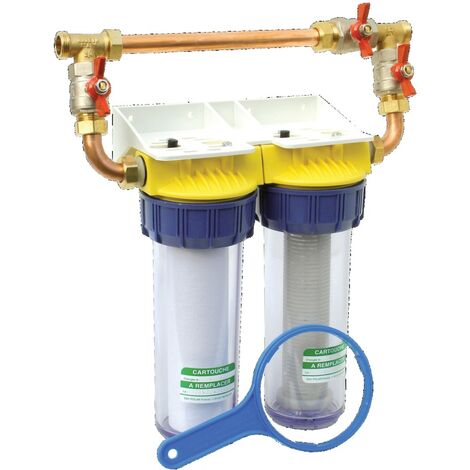 Polar – Filtre anti calcaire Duo BYPASS 3/4" – Protection appareils sanitaires – Débit 1,80 m³/h – Cartouche Eco-Polyphosphate incluse - FD34CBP