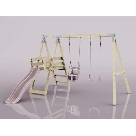PolarPlay Schaukel Pfau aus Holz in Rosa