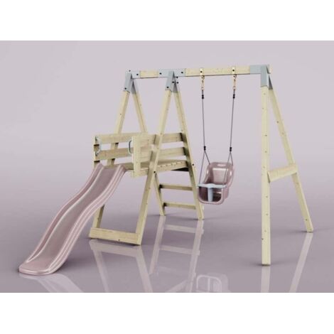 PolarPlay Schaukel Rotfuchs aus Holz in Rosa