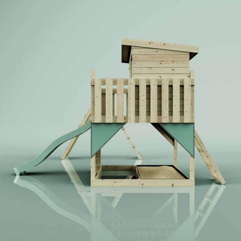 Spielturm Aksel Aus Holz In Grünkinderschaukel - Polarplay