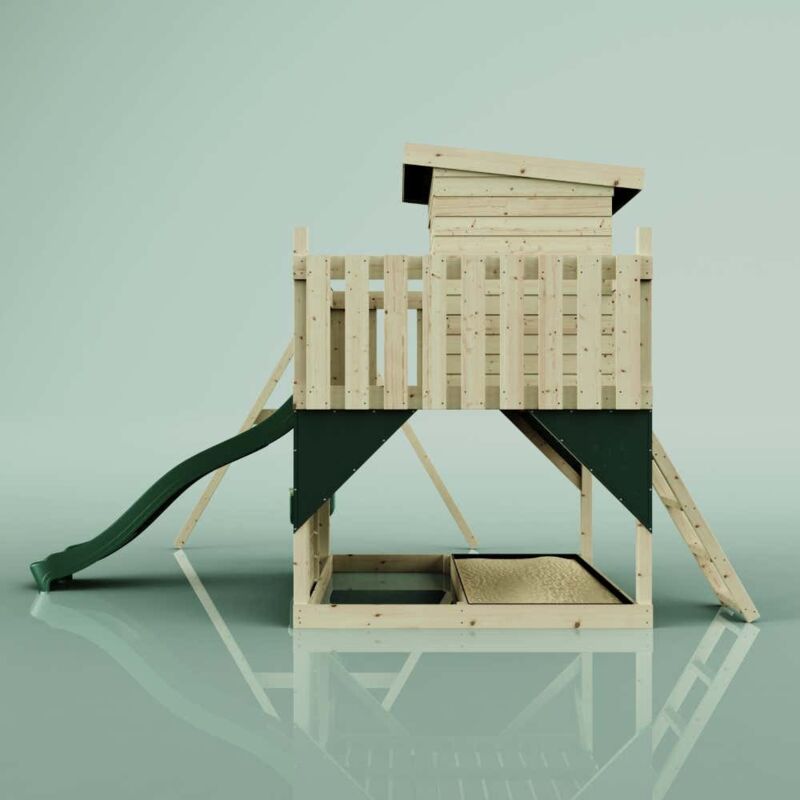 Spielturm Alma Aus Holz In Grünbabyschaukel - Polarplay
