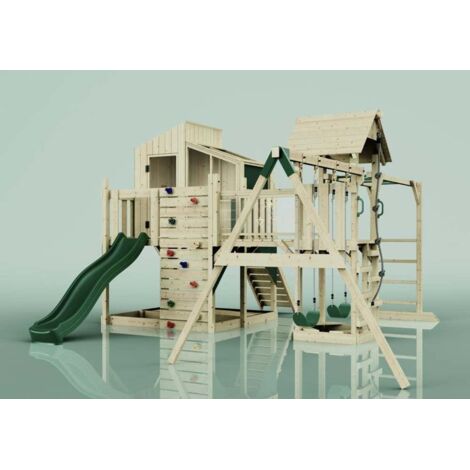 Polarplay Spielturm Emma aus Holz in GrünKinderschaukel