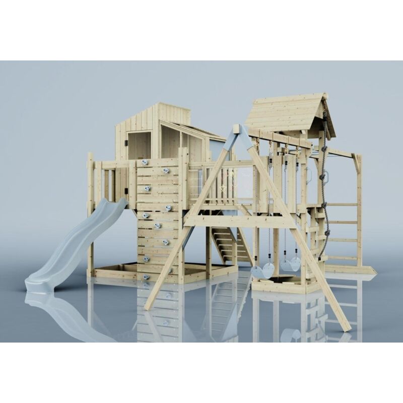 Spielturm Emma Aus Holz In Blaukinderschaukel - Polarplay