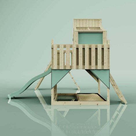 PolarPlay Spielturm Finn aus Holz in GrünKinderschaukel