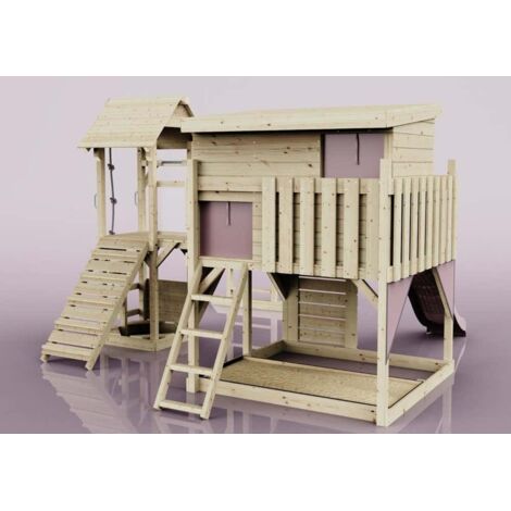 Polarplay Spielturm Isak aus Holz in Rosa