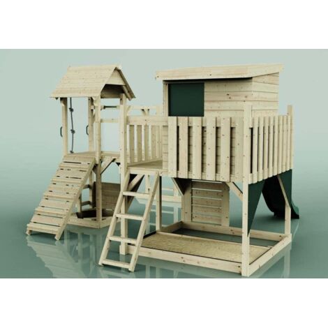 Polarplay Spielturm Joost aus Holz in Grün