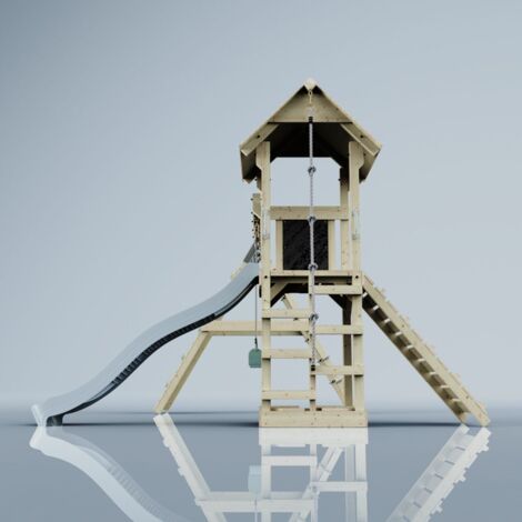 PolarPlay Spielturm Kiruna aus Holz in GrünBabyschaukel