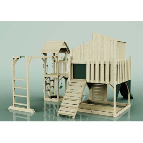 Polarplay Spielturm Liv aus Holz in GrünKinderschaukel