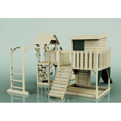 Polarplay Spielturm Tessa aus Holz in GrünKinderschaukel