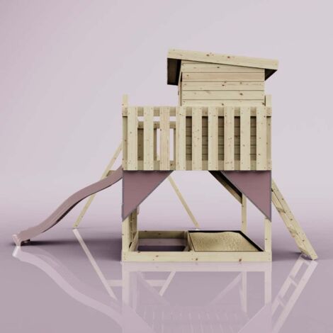 PolarPlay Spielturm Tjorven aus Holz in RosaBabyschaukel