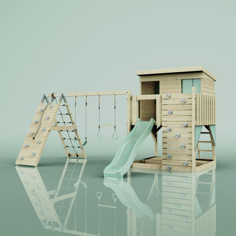 Tour de jeux Aksel Vert 415 x 469 cm Barre de trapèze - Polarplay