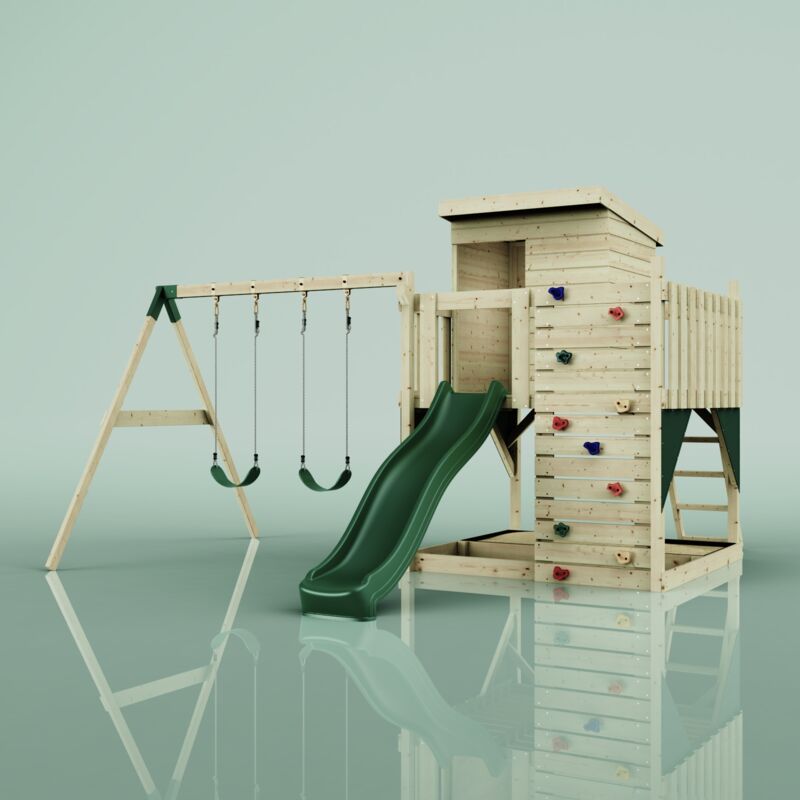 Polarplay - Tour de jeux Björn Vert 415 x 396 cm Balançoire pour enfants