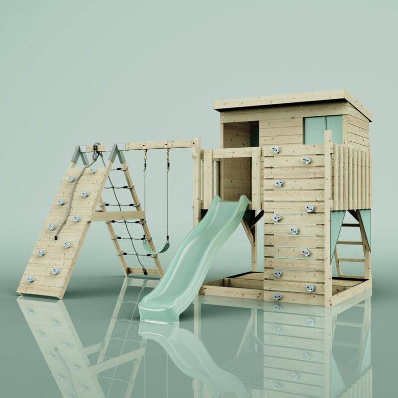 Tour de jeux Emil Vert 415 x 396 cm Balançoire pour enfants - Polarplay