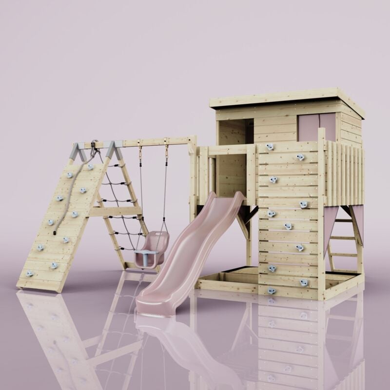 Tour de jeux Emil Rosa 415 x 396 cm Balançoire bébé - Polarplay