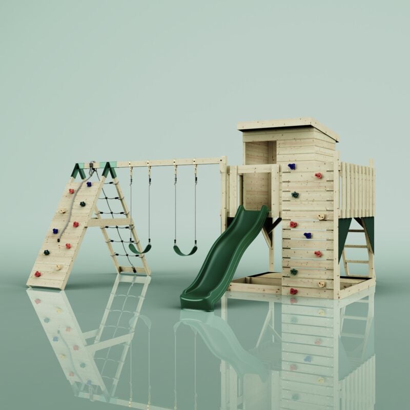 Polarplay - Tour de jeux Frida Vert 414 x 468 cm Balançoire pour enfants