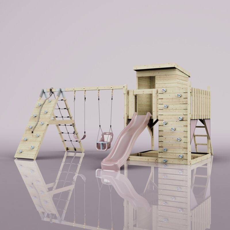 Tour de jeux Frida Rosa 414 x 468 cm Balançoire bébé - Polarplay