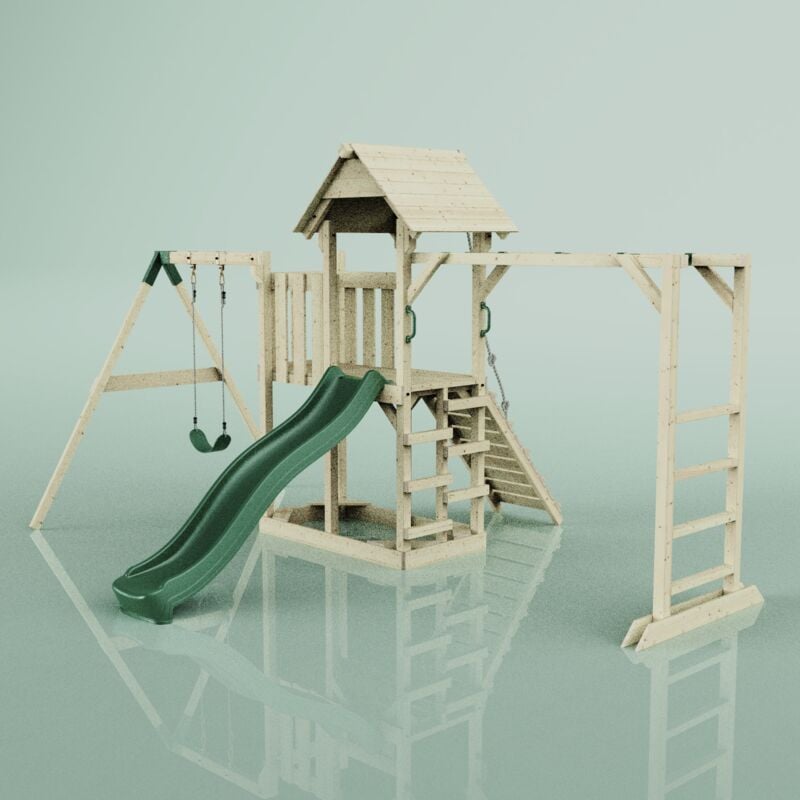 Polarplay - Tour de jeux Malmö Vert 400 x 358 cm Balançoire pour enfants
